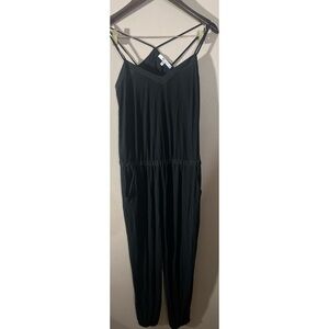 Milly Black Jumpsuit with Criss-Cross Straps and Blouson Waist